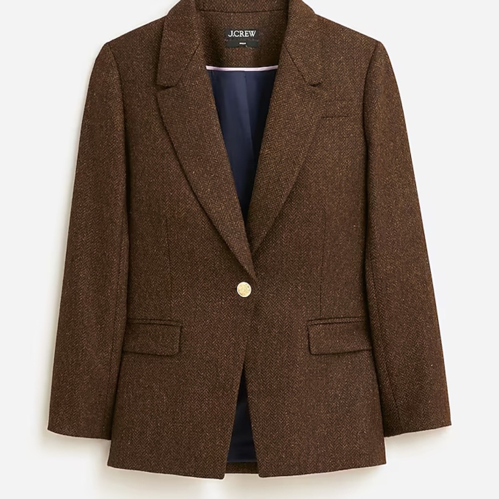 J. Crew Brown Blazer with Structured Shoulders and Classic Cut